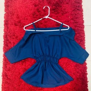 Navy Blue Off the Shoulder Top